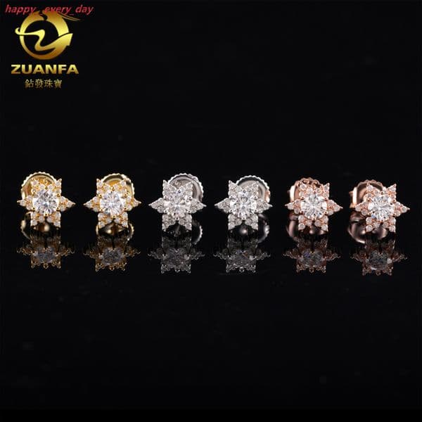 specializes in 925 silver moissanite sunflower earrings for men and women simple and elegant thumbnail 2