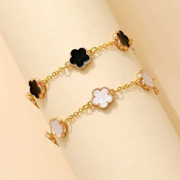 Lucky Womens Hand Bracelets Double Sided Flowers Gifts StainlESS Steel Bracelet Gold Plated Bracelets ManT260410