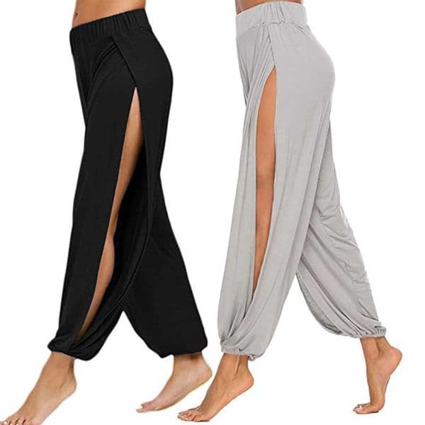 2025 new womens sports high slit hippie harem pants yoga pants Q260410