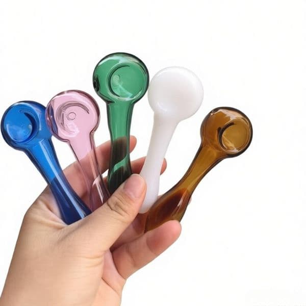 Wholesale Mini 10cm colorful Glass Hand Pipes Smoking Thick heady beautifully handcrafted spoon Tobacco pipe for water bong hookah