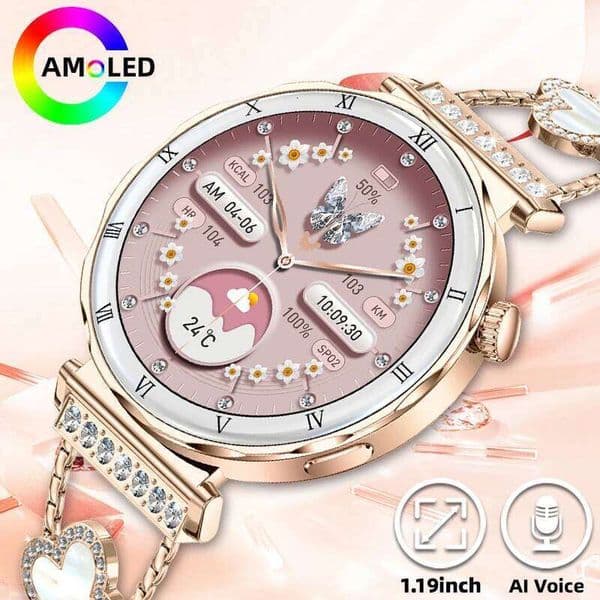 New Fashion Smart Watch Women AMOLED Screen BT Call Watches Custom Dials Female Health Music Sport Ladies Smartwatch 26Y0408