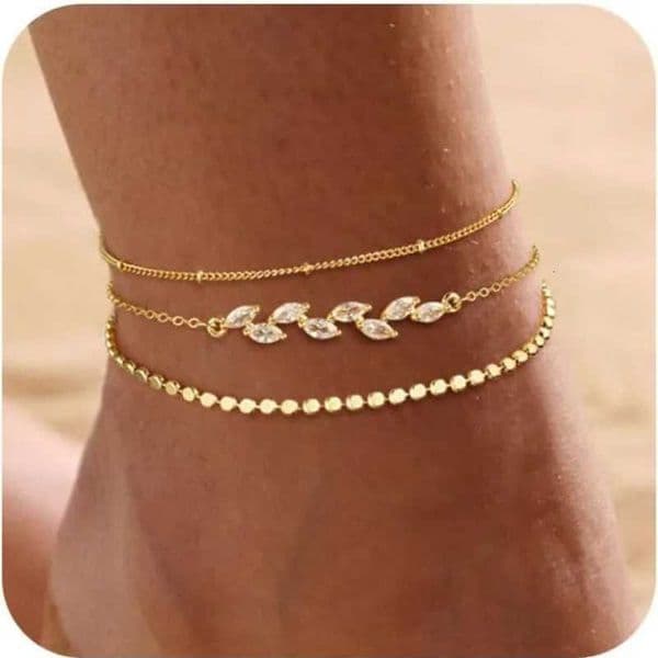 Ankle Bracelets for Women Girls Waterproof Boho 14K Gold Plated STAINLESS STEE Bead Satellite Layered Anklets Set jewelry Gifts X260410