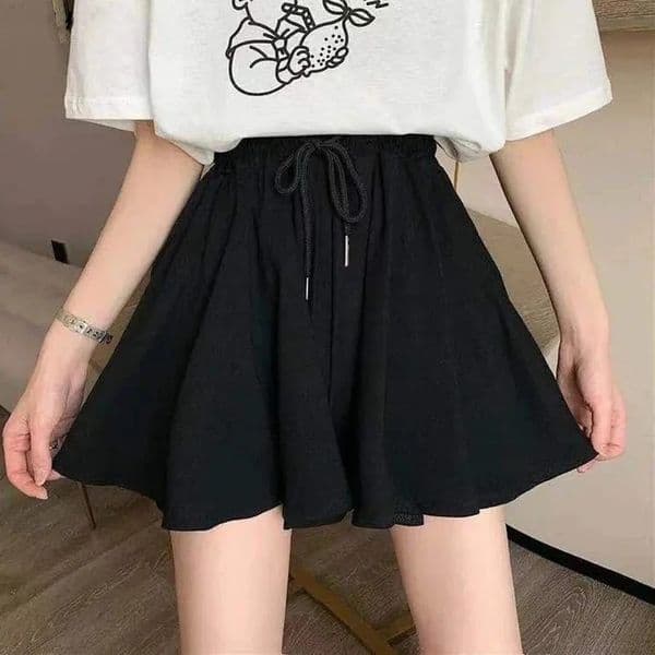MEXZT 5Xl Summer Shorts Skirts Women Elastic High Waist Casual Wide Leg Korean A Line Loose Mini Skirt Black Short Pants 260409