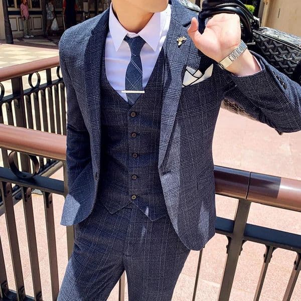 hemp Suit M-7XL Blazer Vest Trousers Mens Suit Fashion Business Italian Style Elegant Dress Gentleman Formal 3-piece Suit 260409