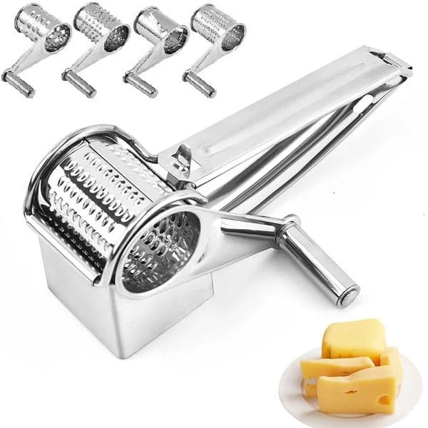 Stainless Steel Cheese Slicer Shredder Drum Hand Crank Rotary Grater Set Cheese Cutter Grater Butter Cutter Kitchen Gadgets 260409