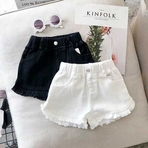 Girls Denim Shorts 2026 Summer 1-7Y Kids Short Jeans Solid Color Fashion Comfotable Clothing with Korean Style Pants H260410