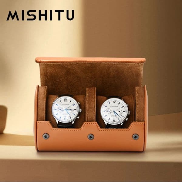MISHITU 1/2/3-Slot Watch Storage Roll Travel Bag Portable Vintage Leather Watch Display Box Storage Bag Watch Organizer Men Gift 260409BJ