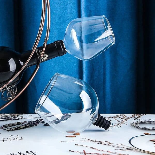 Wine Bottle Glass Topper Drink Directly From the BottleCrystal Transparent S Glass Cup Wine Decanter with Cork 260409BJ thumbnail 2