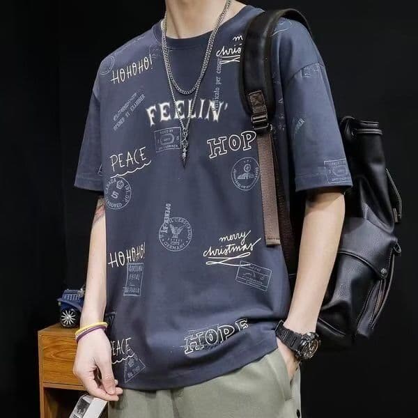 Luxury Designer 2026 New Men's Graffiti Letter Print T-shirt Summer Casual Outdoor Fashion Loose All-match High-end Tops