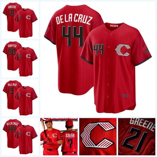 Cincinnatis Reds 2026 City Connect Baseball Jersey Elly De La Cruz Matt McLain Spencer Steer TJ Friedl Eugenio Suarez Tyler Stephenson Brady Hunter Greene Lowder
