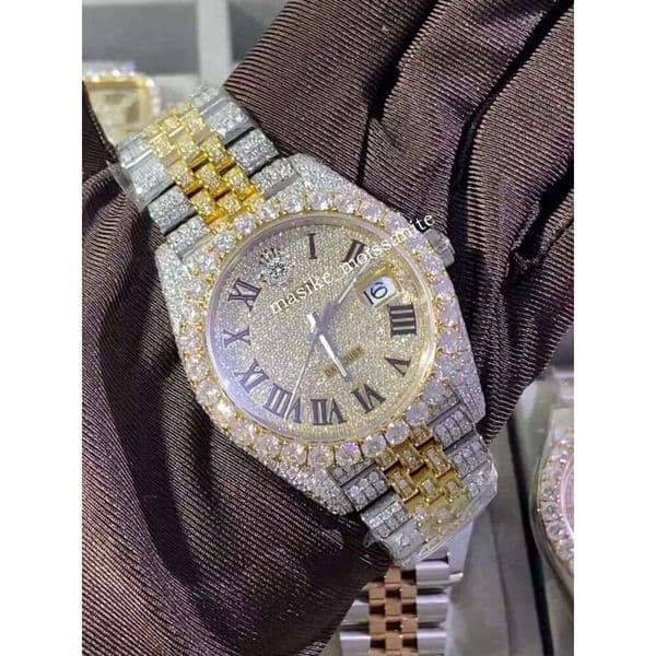 The designer handcrafts this iced-out watch featuring morganite and diamond in high-quality VVS D grade. It is a luxurious men's or women's watch Free packaging