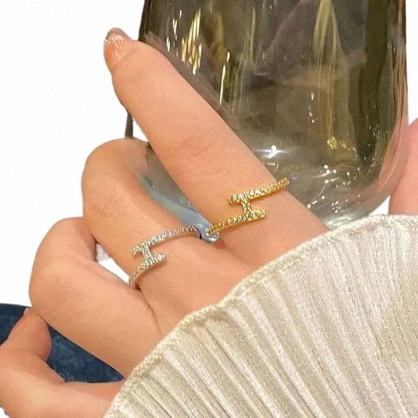 designer Ring 18K Real Gold Plated Zircon Cross Open for Women Fashion Minimalist Style Index Finger Ring Light Luxury High end Feel Jewelry 1 gift I3XQ#