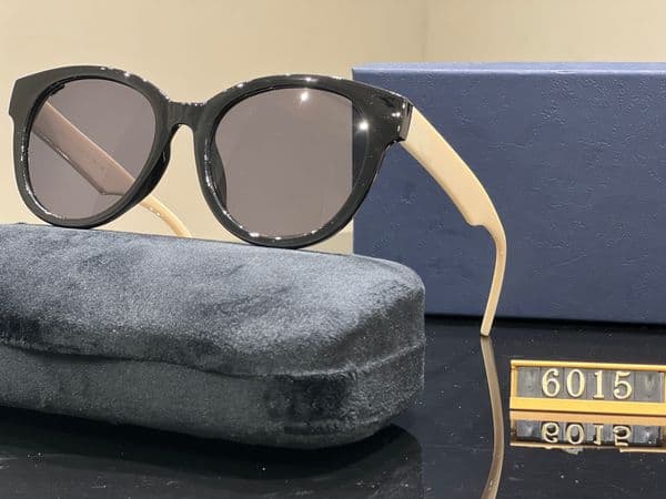 NEW Sunglasses Gold Brown Shaded Sun Glasses Women Gold rivet Fashion Rimless sunglasses eye wear with original box 6015