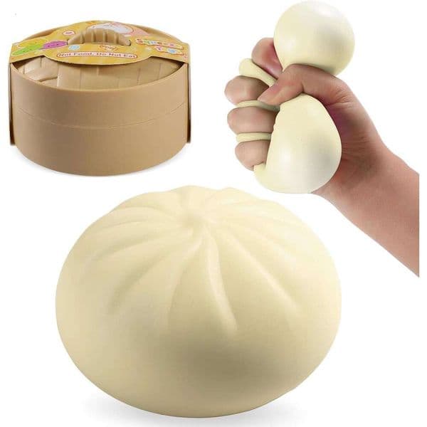 Dumpling Squishy Stress Balls with Steamer, Mystery Colorful Fidget Sensory Toys, Soft Anxiety Relief Squeeze Decompression Dough, Easter Stocking Stuffers a47