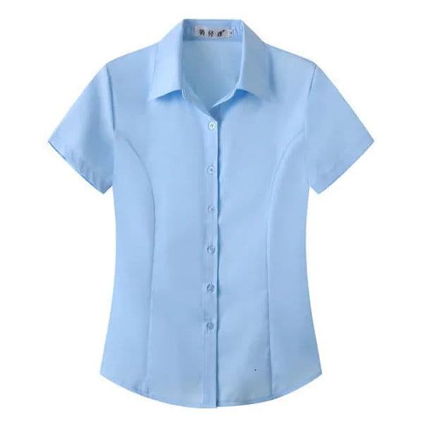 Womens Shortsleeved Slimfitting White Large Size Business Wear Women Shirt Tops Blouse 260330