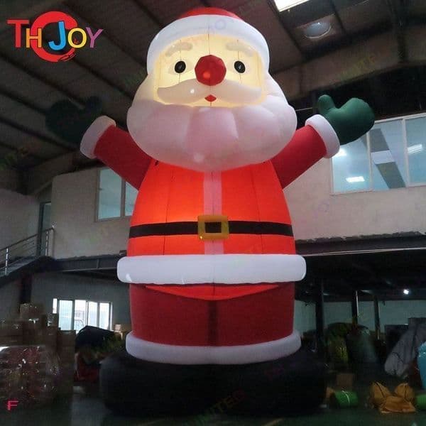 Outdoor Activities 40ft Giant Inflatable Santa Claus on Chimney Xmas Advertising Model with led light For Yard Decoration