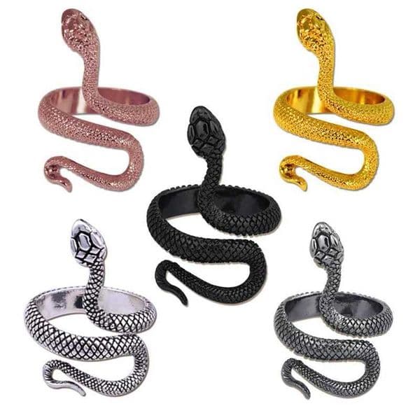 Retro Snake Ring Black Color Adjustable Stainless Steel Rings for Women Men Vintage Punk Hip Hop Bands Jewelry Accessories Gift J260411