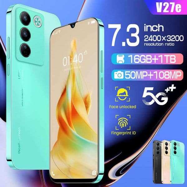 Exclusive Supply Stock Smartphones V27e With High-Definition Large Screen 16+1Tb Direct Sales From Source Manufacturer, Supports Drop Technology mobile phone