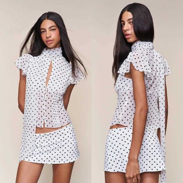 Guiz White Polka Dot Bodycon Skirt and Top Set Mini Skirt Pants Sexy Short Skirt Fashionable Skirt Casual Style Sexy Set Low-Waist Skirt Pants Polka Dot Top T260410