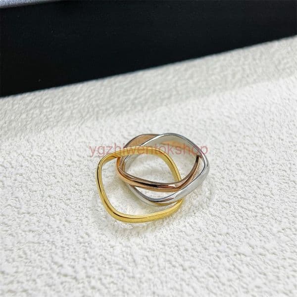 designer rings carter love ring cartire Gold Card Three-Color Three-Ring Ring for Women Smooth Round Square Index Finger Minimalist Exquisite cartiierr cartiiers