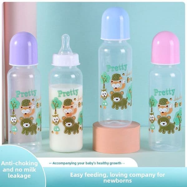 New cup for newborns, anti-colic, anti-drop straw bottle, handleless cartoon silicone baby bottle