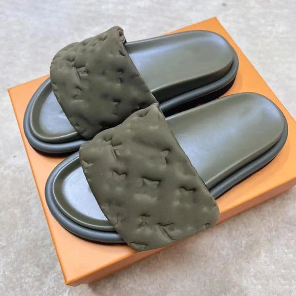 Italy designer Slipper Pool Pillow Comfort Platform Noir Vert Bleu Clair jaune Designer Luxurious Sandles Mule Slides Platforms Sandal For Woman Real Leather thumbnail 2
