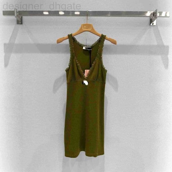 Basic & Casual Dresses designer Fashion Woman Clothing New Olive Green Knit Camisole Dress