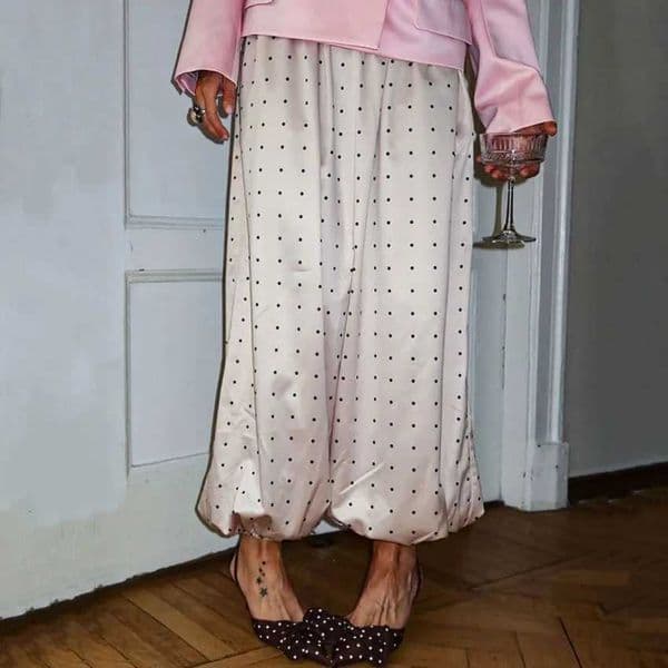 Linad Elegant Satin Long Lantern Pants For Woman 2026 Strt Chic High Waist Trousers Spring Vintage Loose Ankle Length Pants T260410