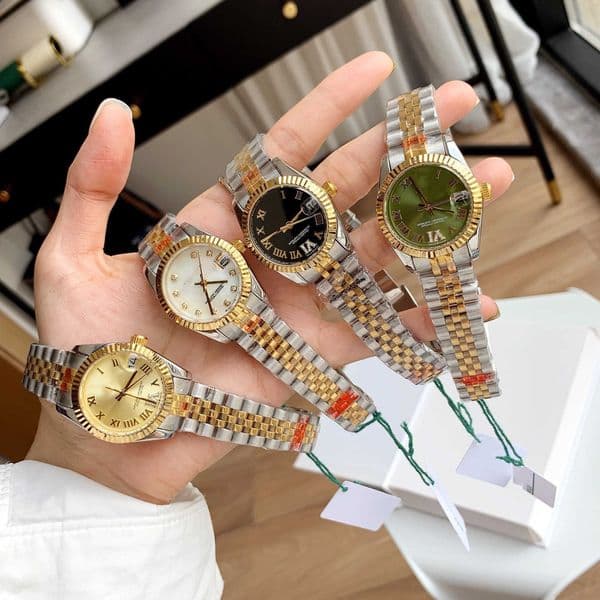 Luxury watches, high-quality watches Rainbow Ring Log with Buckle Steel Band Womens Fashion Trendy QuartzJ19B