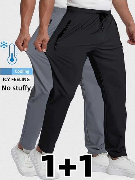 Breathable Plus Size Mens Casual Jogger Pants for Men Tracksuit Trousers Quick Dry Straight Elastic Waist Korean Classic Sport W260410