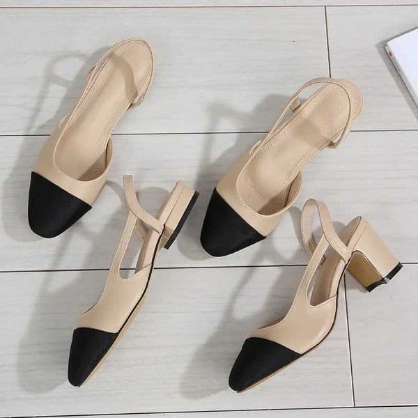 New Pointed Toe Sandals Fashion Low Square Heels Flat Shoes Korean Color Matching Party Ladies Shoes Chaussure Femme 2024 Z260411