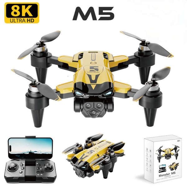 New Product M5 Off Foldable Drone With High-Definition Aerial Photography, Long Battery Life, Remote Control Three-Camera Quadcopter Kuhangxin