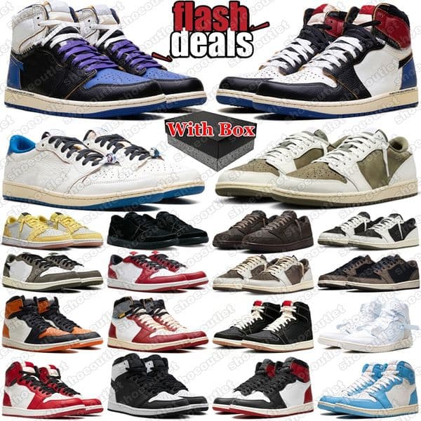 Designer travis scoots shoe 1 low basketball shoes men womens 1s OG sneakers Medium Olive Military Blue Velvet Brown Black Phantom Mocha Grey mens trainers with box