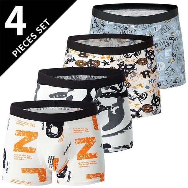 4piece Set of Mens Letter printed Underwear Beathable Fashionable Comfortable Plus Size Trendy For Teenagers Boxers 260401BANJIA
