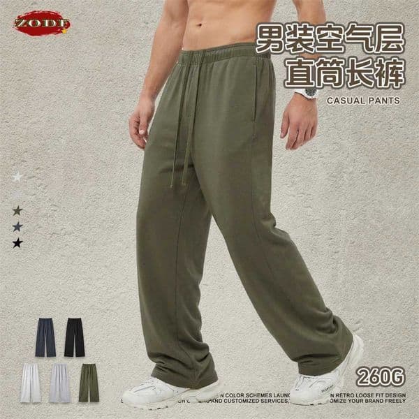 ZODF 2026 Spring Man Loose Straight Pants Unisex Basic Sport 260gsm Trousers Sweatpants Brand Strtwears HY1195 W260410