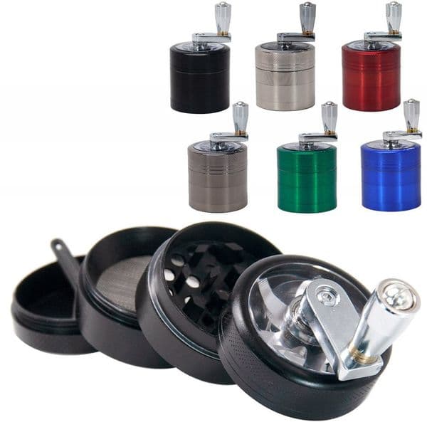 Smoking pipes Zinc alloy 40mm four layer hand cranked cigarette grinder with transparent window opening