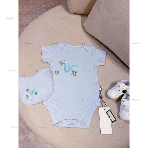 Luxury newborn bodysuit toddler romper designer Baby clothing Short sleeve infant jumpsuits And bib A135X04N099