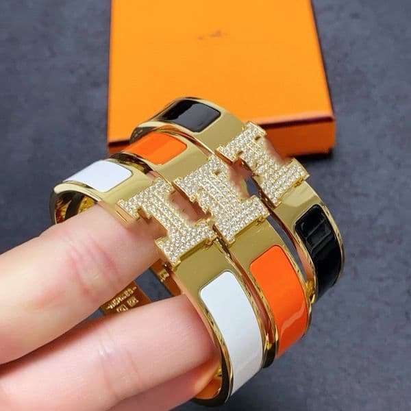 26ss H designer bracelet for ladies, full diamond luxury jewelry, enamel craftsmanship, high-end customization, franc material, K gold bracelet, gift