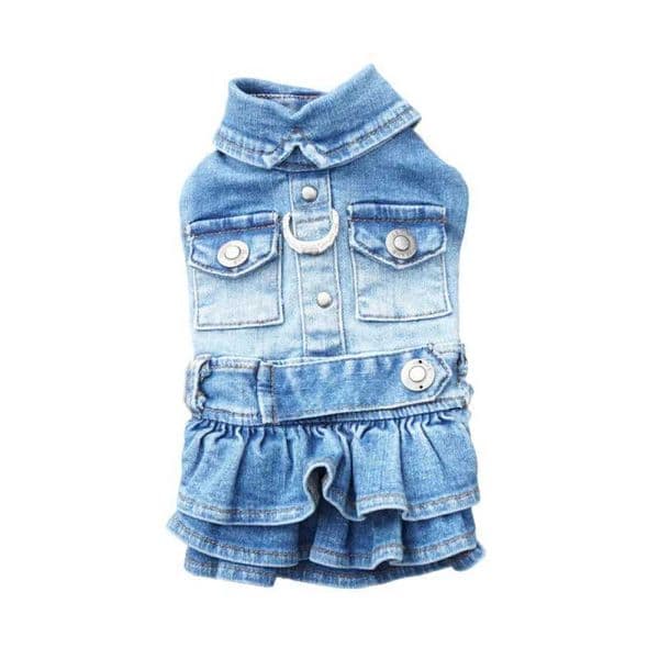 Winter Dog Clothes Denim Jeans Dress Doggie Puppy Chihuahua Pomeranian Shih Tzu Maltese Small Dog Costume Pet Clothing Apparel H260411