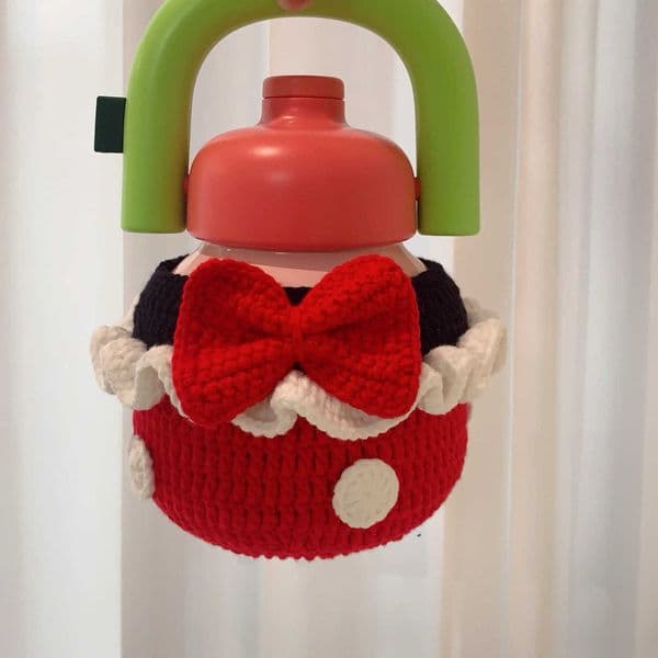 Hand-woven creative Minnie mouse protective cover and insulated cup W260411
