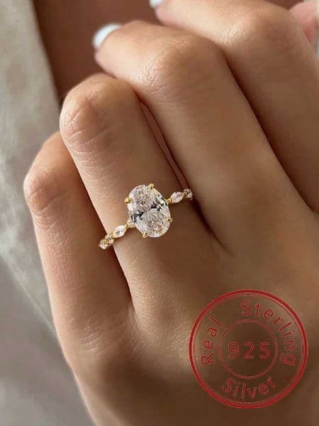 925 Sterling Silver Zircon Elliptical Horse Eye Fashionable Ring For Women Engagement Wedding Luxury High Quality Fine Jewelry J260411