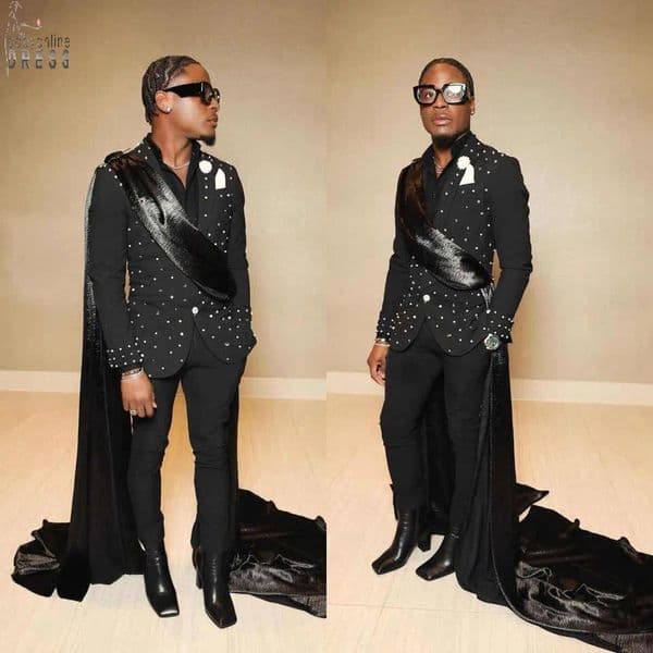 Designer Wedding Tuxedos 2 Pcs Jacket Pants With Cape Men Suit Fashion Crystal Single Breasted Grooms Evening Blazers Customized A07