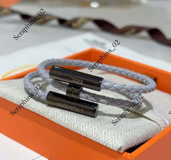 Leather Rope Bracelet for Men Braided Wristband Gold Hand Chain Accent Orange Black Adjustable no box