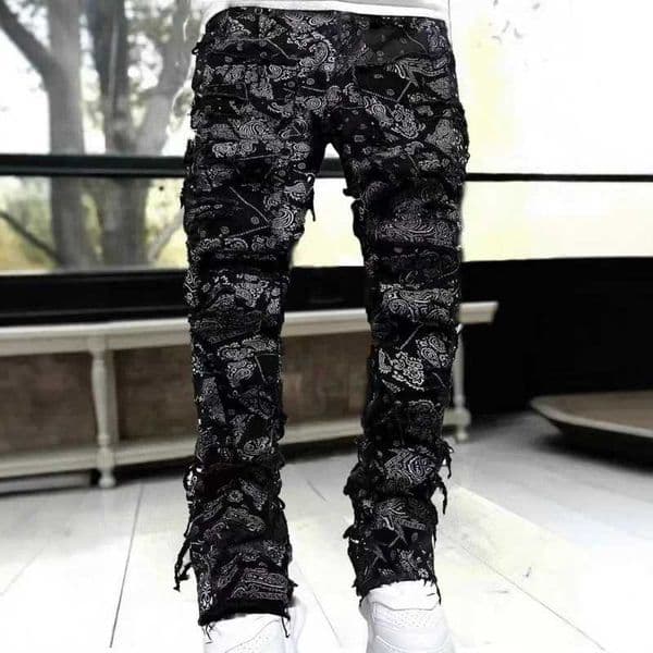 2026 New Mens Straight-Leg Jeans Strt Fashion Stretch Casual Jacquard Denim Hip-Hop Strt Style Jeans W260410