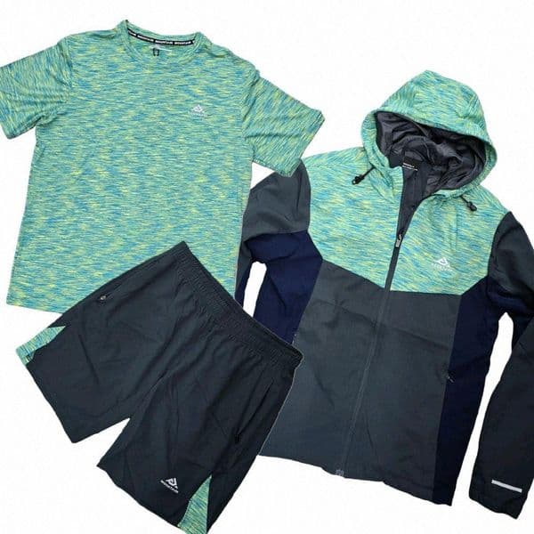 monterex tracksuit set Mens fiess jogging suits running shirts shorts quick dry sportswear soccer jersey basketball gym t-shirt 3-piece set G3eN#