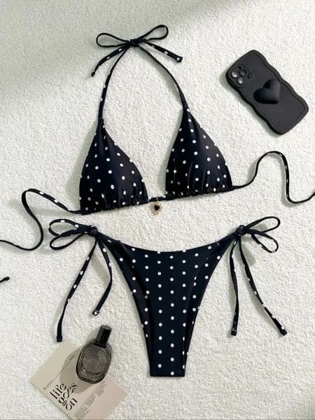 Sexy Bikini Set Black White Polka Dot 2 Piece Swimsuit for Women American Style Beach Bikini 260409BJ