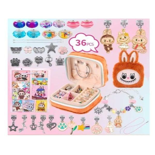 Educational Playtime Fun - Build Your Own Unique Bracelets from Labubu's Colorful Assortment of Easy-to-Snap Beads
