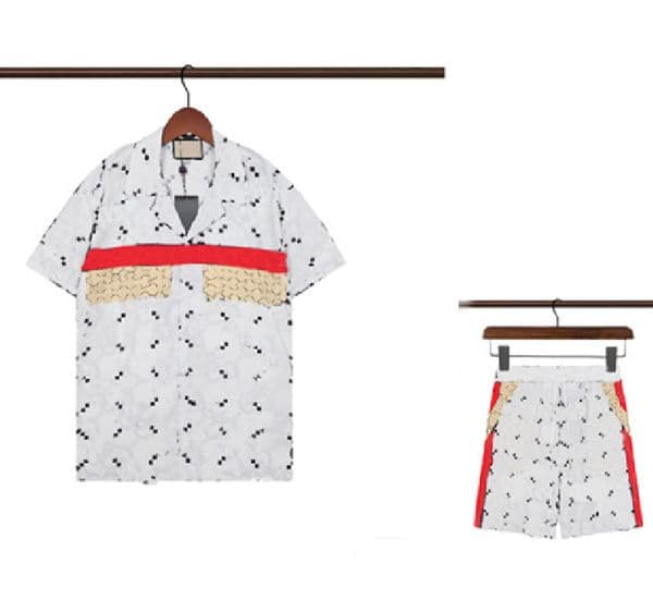 Summer Casual Short Sleeve Mens Shirts Shorts Print Set Hawaiian Shirt Fashion men Tracksuit