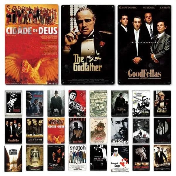 Designer FJ Vintage Tin Signs Classic Gangsters Movie Plaques Metal Posters art Wall Art Decor For Bar Pub Club Free Shipping 9