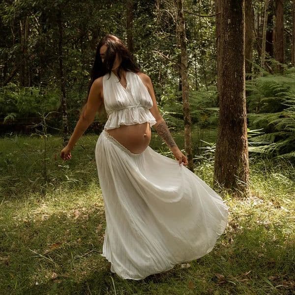 Maternity Dresses For Baby Showers Fashion White V-neck Sleeveless Hanging Neck Two-Piece Dress Po Shoot Dress For Women 260409